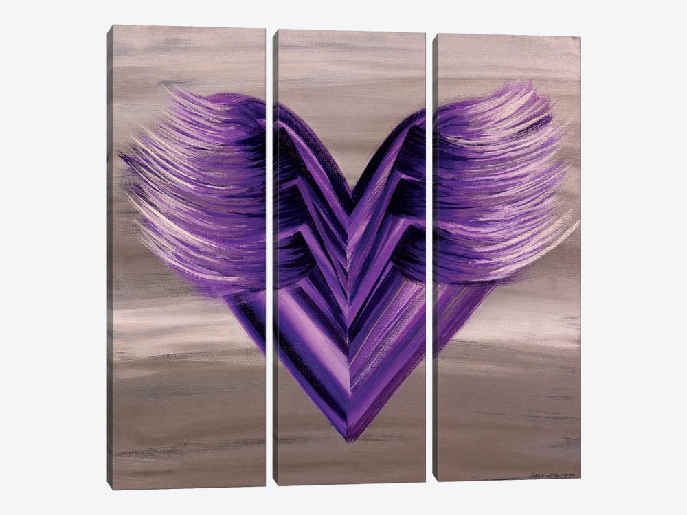 Purple Wings Heart by Rashelle Roos 3-piece Art Print