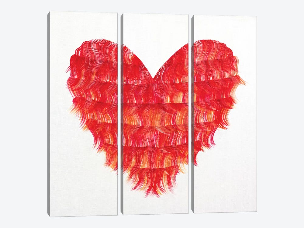 Red Flapper Heart by Rashelle Roos 3-piece Canvas Artwork