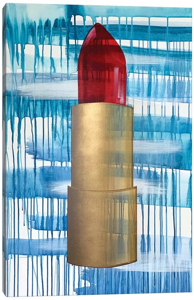 Red Lipstick Canvas Art Print - Blue & Red Art