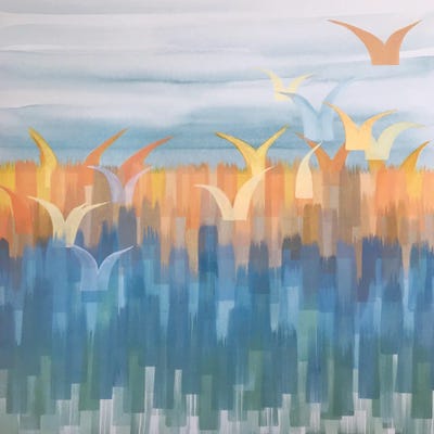 Birds In Sunset by Rashelle Roos art print