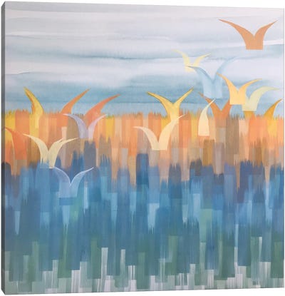 Birds In Sunset Canvas Art Print