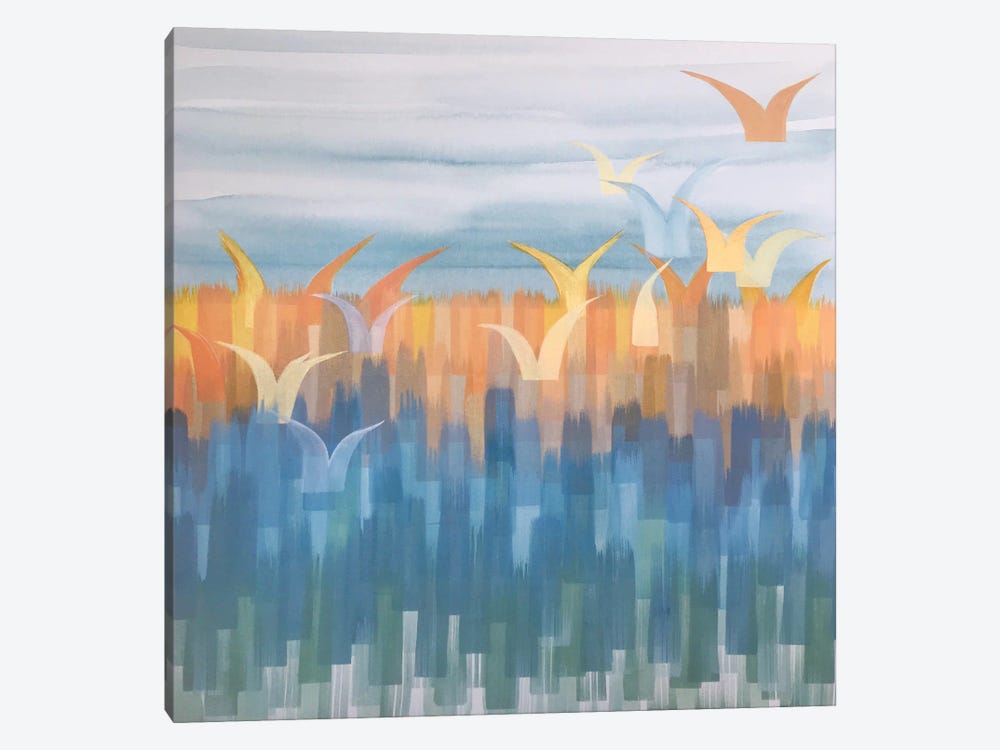 Birds In Sunset 1-piece Canvas Print