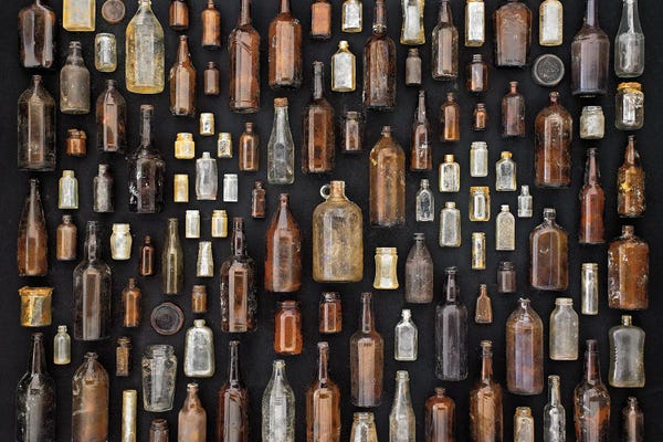Barry Rosenthal: Brown And Clear Bottles by Barry Rosenthal
