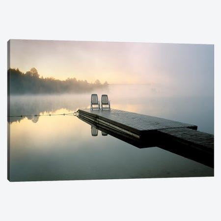 Chairs On A Dock, Algonquin Provincial Park, Ontario, Canada Canvas Print #ROT1} by Nancy Rotenberg Art Print