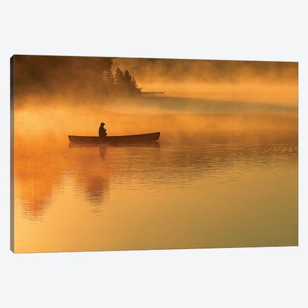A Lone Canoeist, Algonquin Provincial Park, Ontario, Canada Canvas Print #ROT2} by Nancy Rotenberg Canvas Art Print