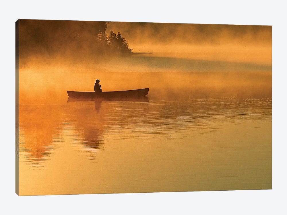 A Lone Canoeist, Algonquin Provincial Park, Ontario, Canada by Nancy Rotenberg 1-piece Canvas Print