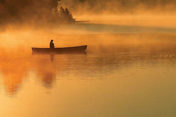 Ontario: A Lone Canoeist, Algonquin Provincial Park, Ontario, Canada by Nancy Rotenberg