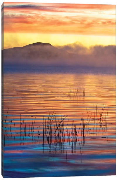 Foggy Sunrise, Racquette Lake, Town Of Long Lake, Hamilton County, New York, USA Canvas Art Print
