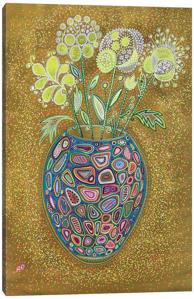 Patterned Vase Canvas Art Print - Bouquet Art