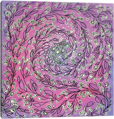 Flower Spiral Canvas Art Print - Purple Abstract Art