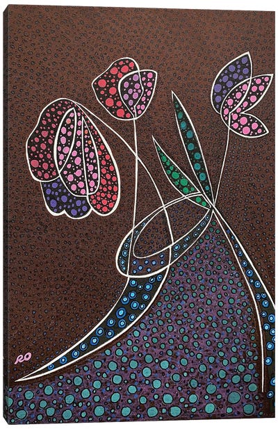 Graphic Flowers Canvas Art Print - RO ArtUS