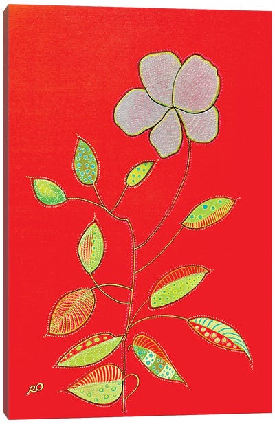 White Flower Canvas Art Print - Red Art