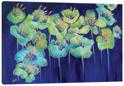 Green Flowers Canvas Art Print - RO ArtUS