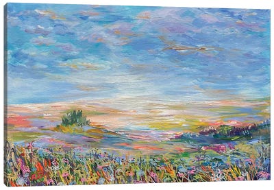 Blooming Meadow Canvas Art Print - Pops of Pink