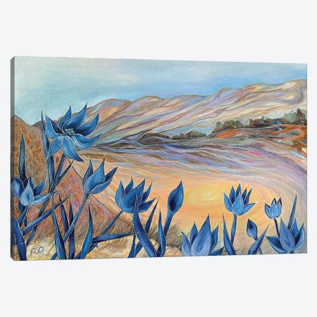Blue Flowers Canvas Print #ROU9} by RO ArtUS Canvas Artwork