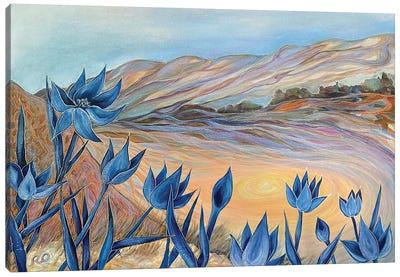 Blue Flowers Canvas Art Print - RO ArtUS