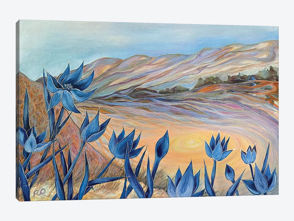 Blue Flowers by RO ArtUS 1-piece Canvas Print