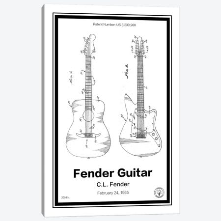 Fender Guitar Canvas Print #RPA10} by Retro Patents Canvas Wall Art