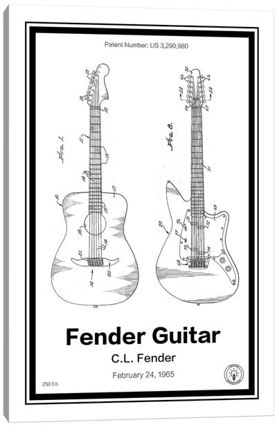 Fender Guitar Canvas Art Print - Retro Patents