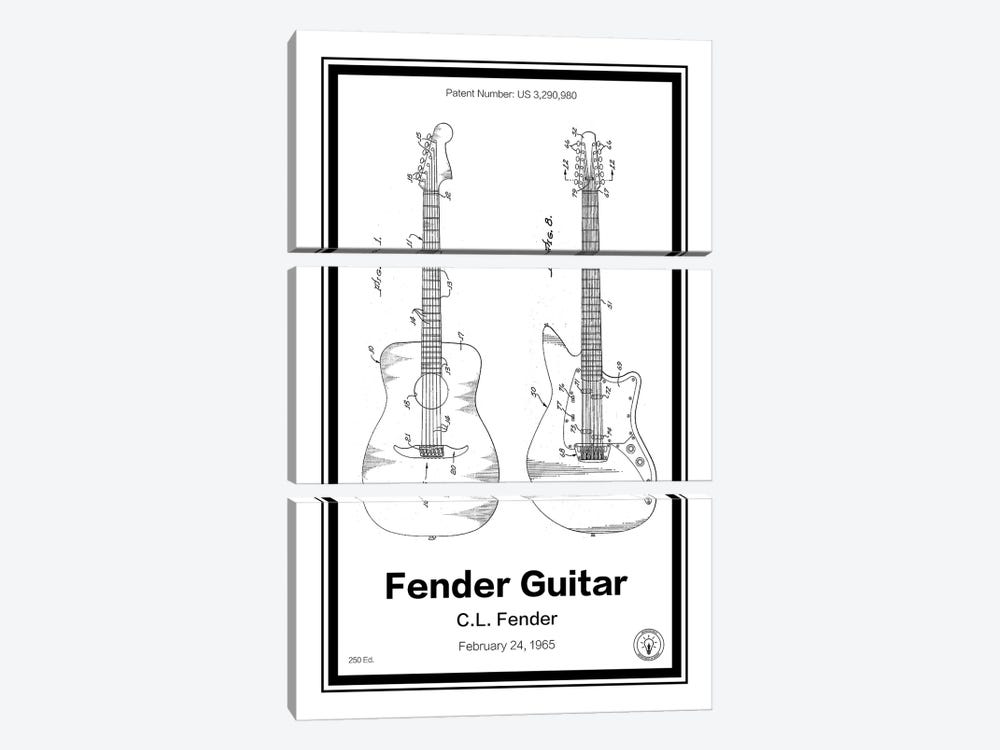 Fender Guitar by Retro Patents 3-piece Canvas Print
