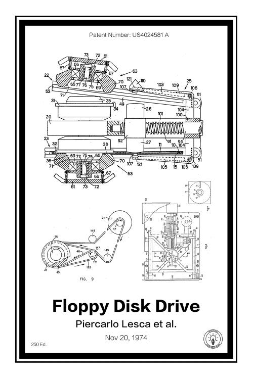 Floppy Disk Drive by Retro Patents wall art