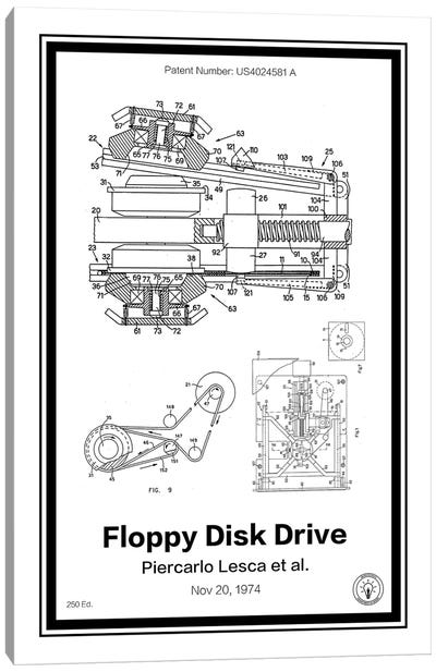 Floppy Disk Drive Canvas Art Print - Retro Patents