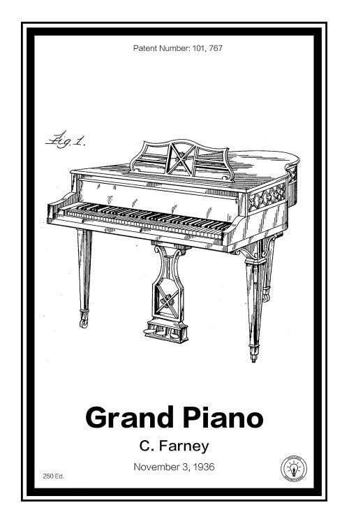 Grand Piano by Retro Patents wall art