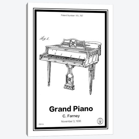 Grand Piano Canvas Print #RPA14} by Retro Patents Art Print