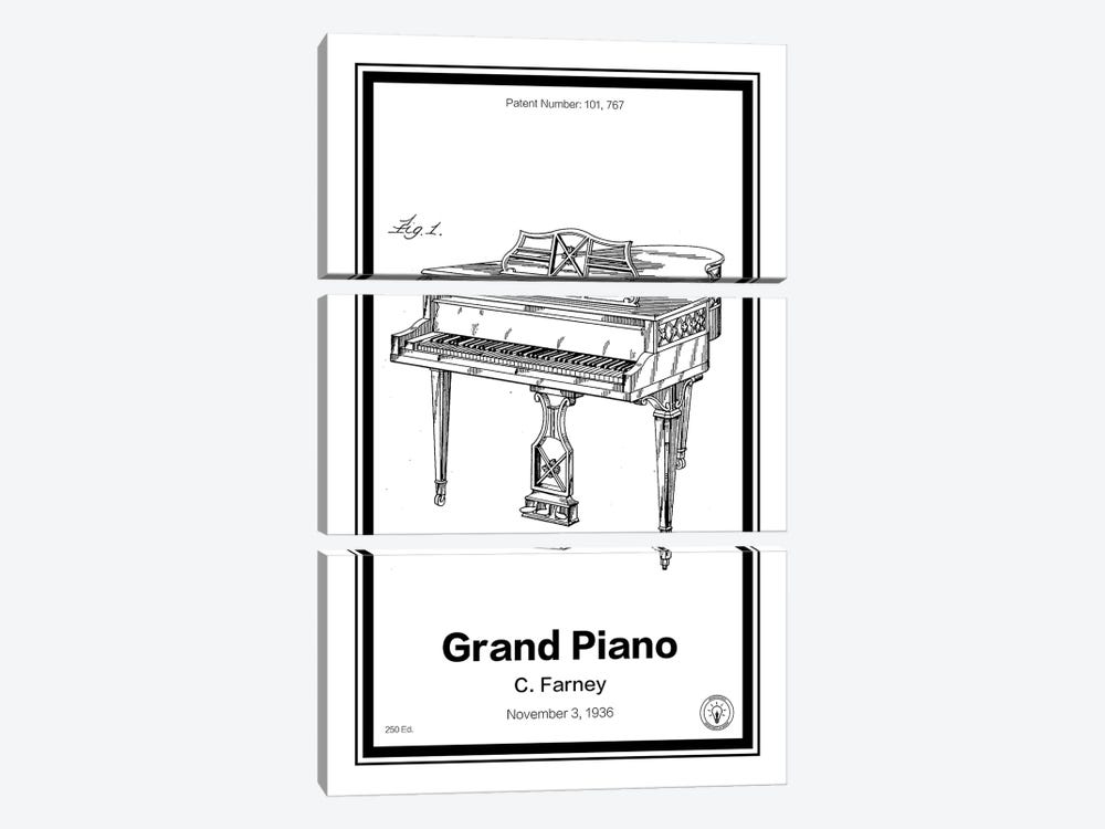 Grand Piano by Retro Patents 3-piece Canvas Art Print