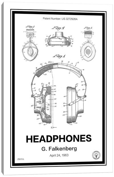 Headphones Canvas Art Print - Retro Patents