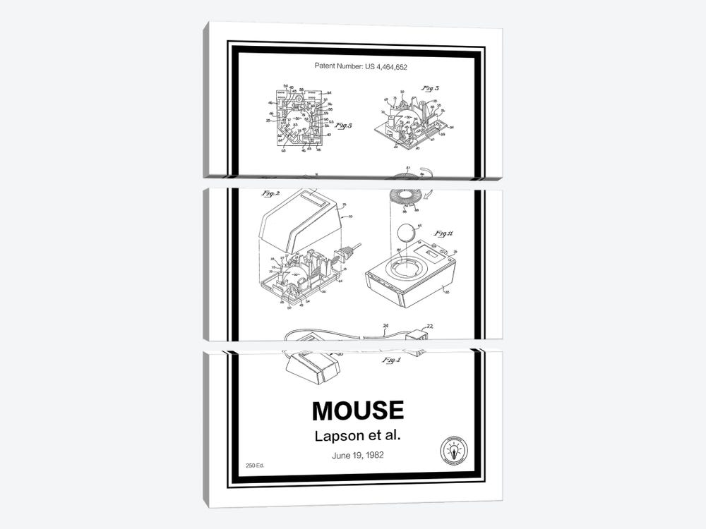Mouse by Retro Patents 3-piece Canvas Art Print