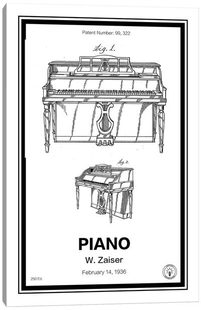 Piano Canvas Art Print - Retro Patents