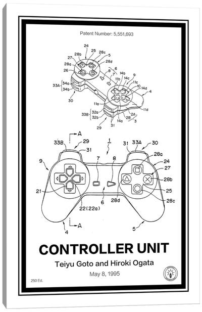 Playstation Controller Canvas Art Print - Retro Patents