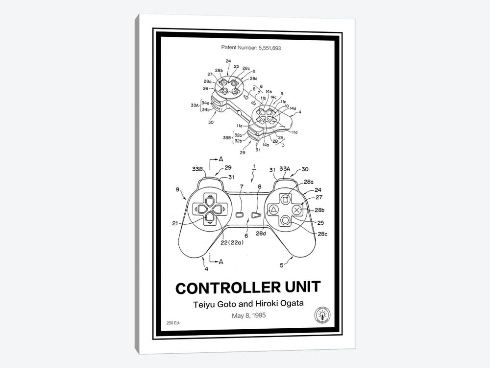 Playstation Controller by Retro Patents 1-piece Canvas Artwork