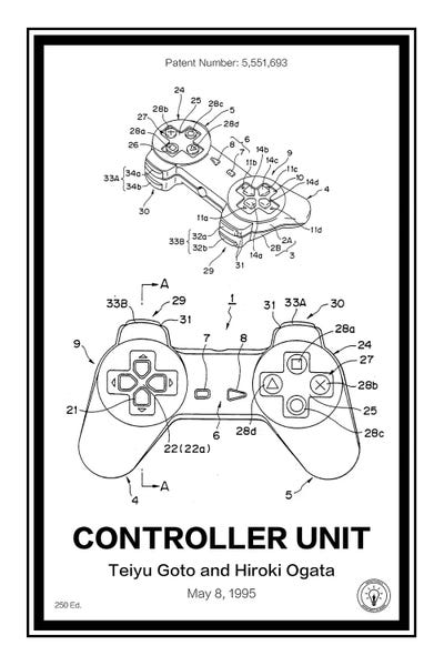 Toy & Game Blueprints: Playstation Controller by Retro Patents