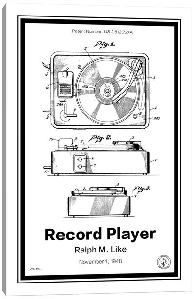 Record Player Canvas Art Print - Electronics & Communication Blueprints