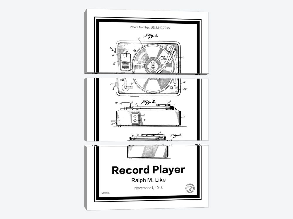 Record Player by Retro Patents 3-piece Canvas Art Print