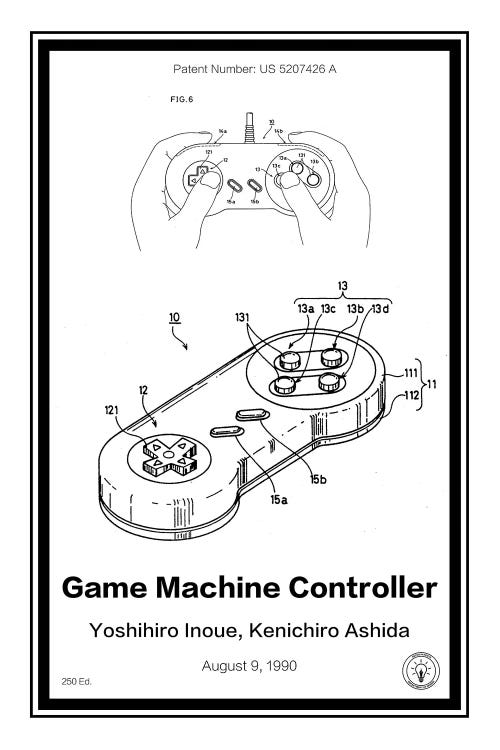 SNES Controller by Retro Patents wall art