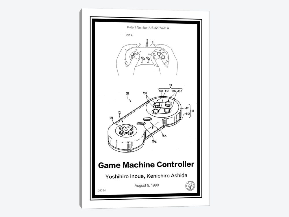 SNES Controller by Retro Patents 1-piece Canvas Wall Art