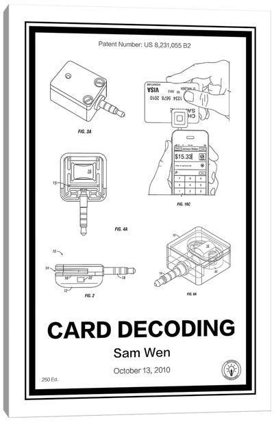 Square, Card Decoder Canvas Art Print - Retro Patents