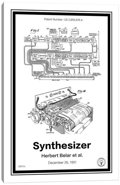 Synthesizer Canvas Art Print - Retro Patents