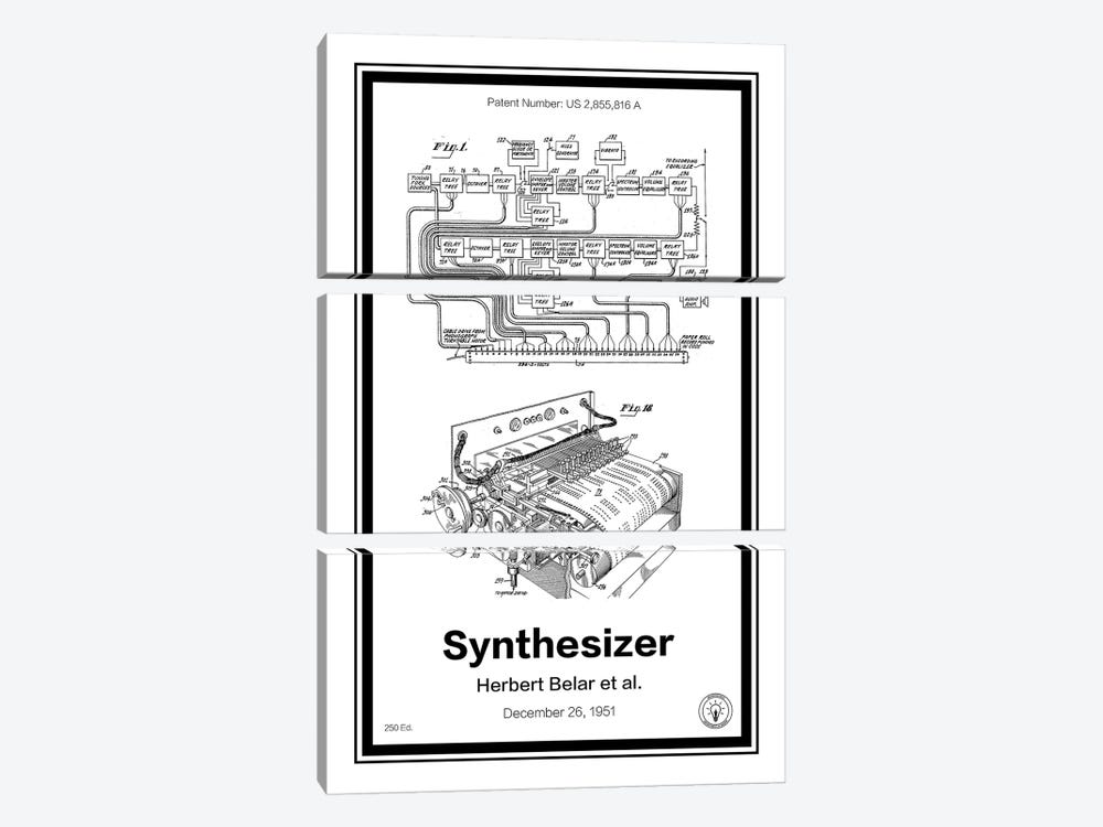 Synthesizer by Retro Patents 3-piece Canvas Art Print