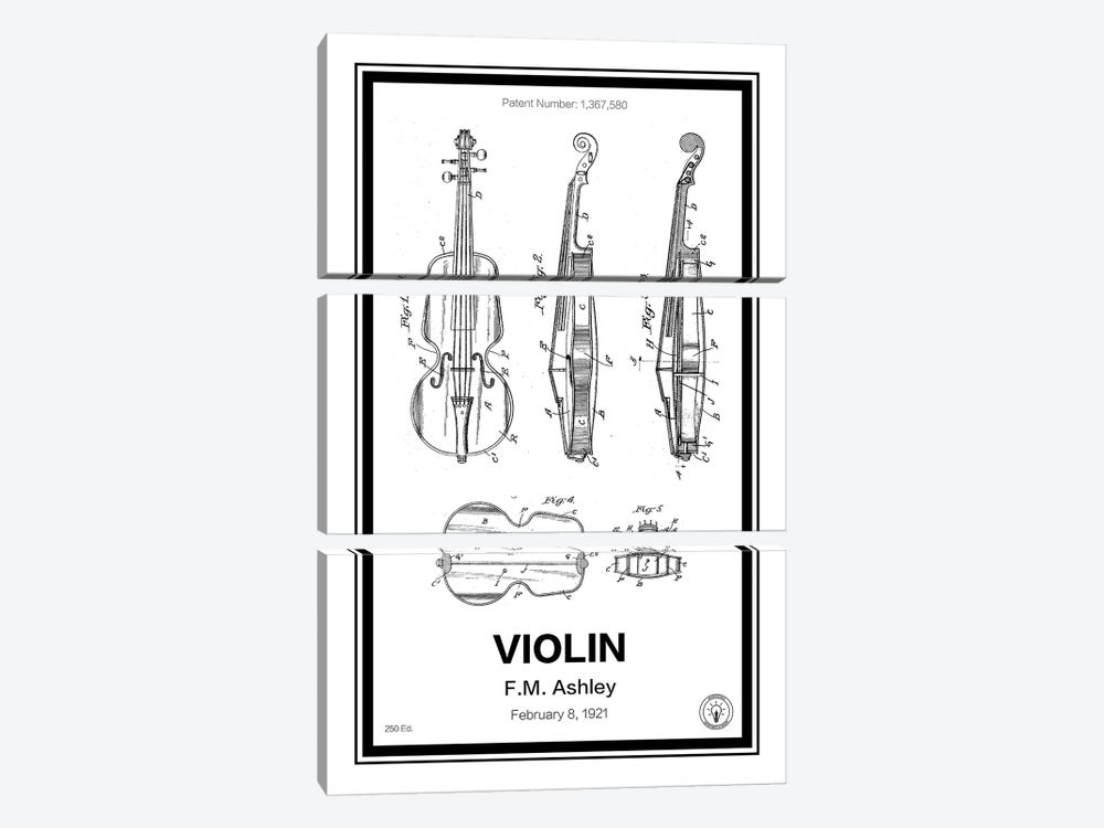 Violin by Retro Patents 3-piece Canvas Print