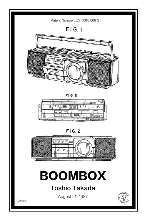 Boombox by Retro Patents wall art