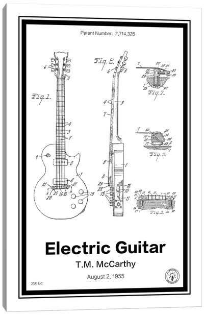 Electric Guitar Canvas Art Print - Retro Patents
