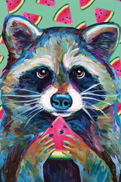 Raccoons: Watermelon Raccoon by Robert Phelps