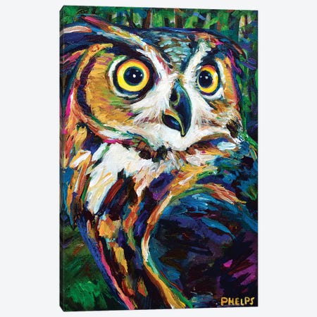 Great Horned Owl Canvas Print #RPH131} by Robert Phelps Canvas Wall Art
