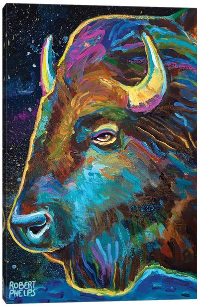 Galactic Buffalo Canvas Art Print - Bison & Buffalo Art