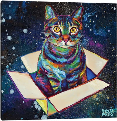 Space Cat Canvas Art Print - Tabby Cat Art