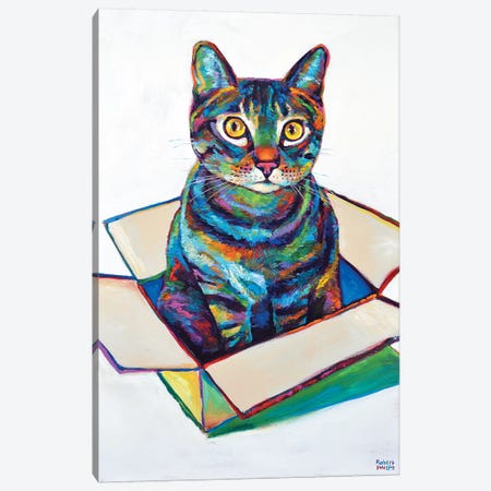 Cat In Box Canvas Print #RPH17} by Robert Phelps Canvas Artwork